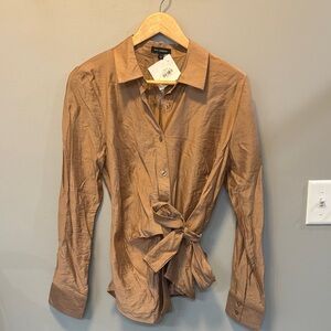 Blu Pepper “Baylor” Copper Button Down Shirt with Tie-Front